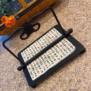 Longaberger Wrought Iron Napkin Holder Black Maple Leaf